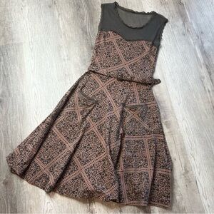 Effies Heart Jackie Dress ModCloth Pink Grey Lace Belted Pockets Size S cotton